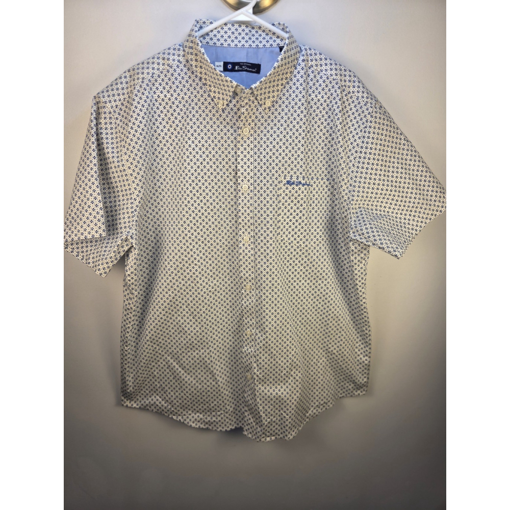 Ben Sherman Men's 2Xl Shirts Short Sleeves White and Blue Pre-Owned